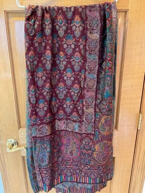 Paisley Scarf in Burgundy, Teal & Mustard